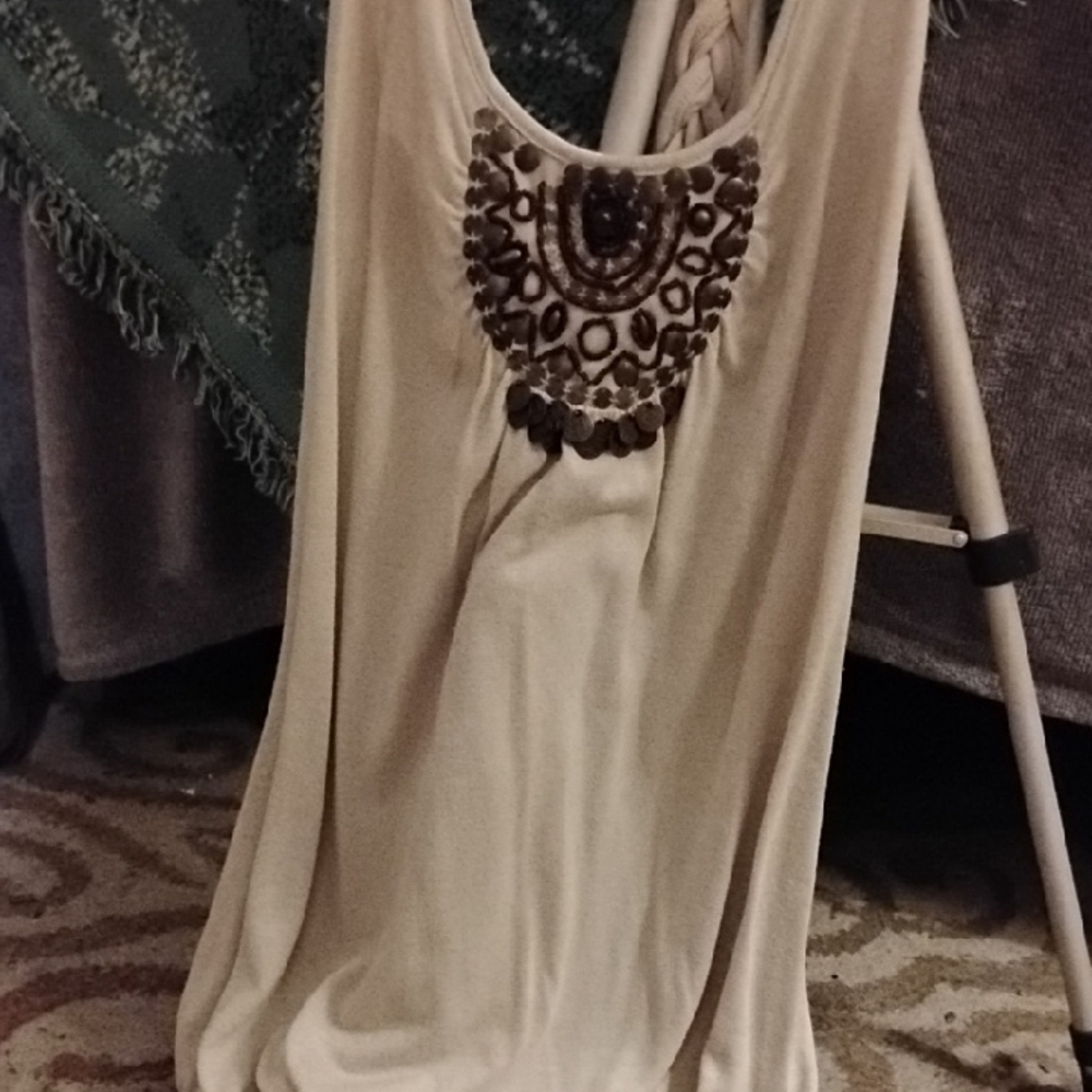 Rue21 Y2K Vintage Embellished Twisted Back Tank Top Size Small